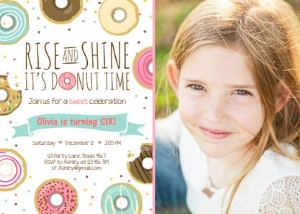 Birthday Invitation Donut Rise and Shine - With Photo design preview