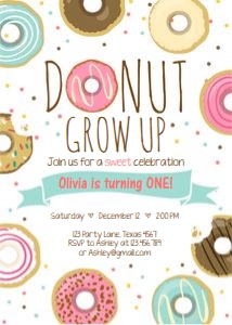 Birthday Invitation Donut Grow Up design preview