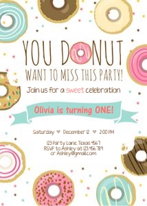 Birthday Invitation Donut Want to Miss Pink design preview
