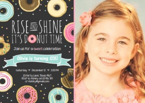 Birthday Invitation Donut Rise and Shine Chalk - With Photo design preview