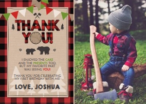 Birthday Thank You Lumberjack with photo design preview