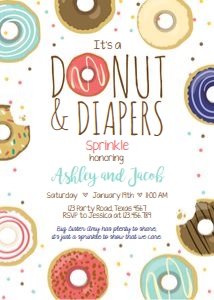 Sprinkle Invitation Donut and Diapers Boy design preview