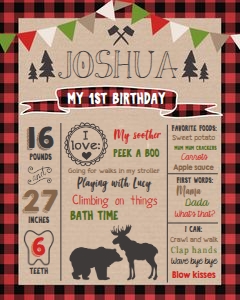 Birthday Milestones Poster Lumberjack Buntings design preview