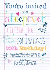 Birthday Invitation Sleepover White design preview