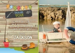 Birthday Thank You Card Fishing with photo design preview
