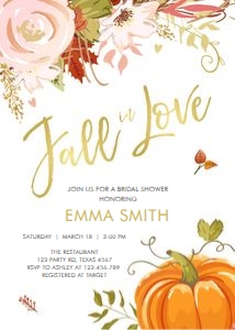 Bridal Shower Invitation Fall in Love Orange White: Bridal Shower Invitation Fall in Love Orange White