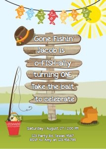 Birthday Invitation Fishing Sun design preview
