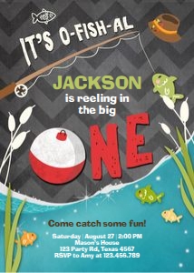 Birthday Invitation Fishing One Chalk design preview