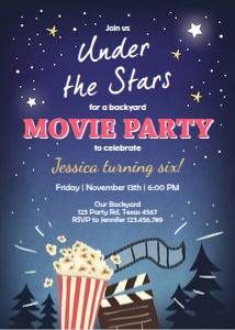 Birthday Invitation Movie Night Under the Stars design preview