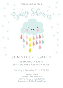 Baby Shower Invitation Cloud Blue White design preview