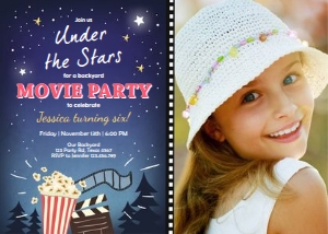 Birthday Invitation Movie Night Under the Stars - With Photo design preview