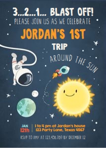 Birthday Invitation Space Boy design preview