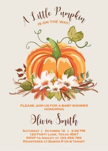Baby Shower Invitation Orange Pumpkin Rustic design preview
