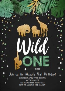 Birthday Invitation Safari Animals Wild One Chalk v3 design preview