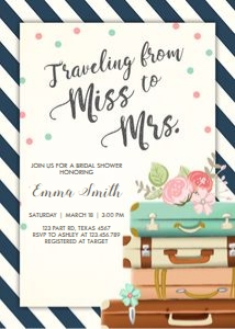 Bridal Shower Invitation Miss to Mrs Traveling Stripes Vertical design preview