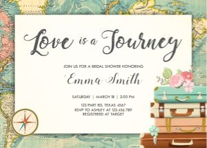 Bridal Shower Invitation Love is a Journey Miss to Mrs Map Horizontal design preview