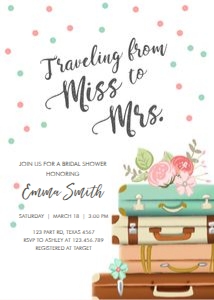 Bridal Shower Invitation Miss to Mrs Travel White Confetti design preview