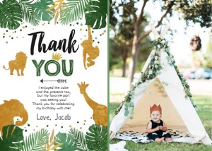 Thank You Card Wild One - With photo design preview