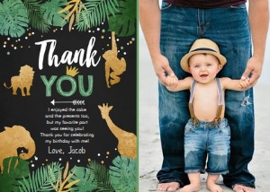 Thank You Card Safari Animals Wild One Chalk Photo design preview