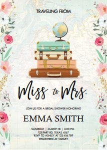 Bridal Shower Invitation Miss to Mrs Vertical Pink design preview
