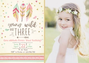 Birthday Invitation Wild Three v2 - With photo design preview