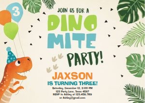 Birthday Invitation Dino Mite Horizontal design preview