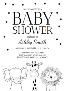 Baby Shower Invitation Animals Safari Neutral design preview