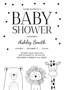 Baby Shower Invitation Animals Bear Neutral design preview