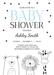 Baby Shower Invitation Animals Bear Blue design preview