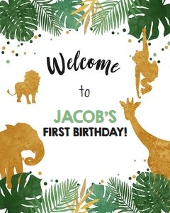 Welcome Sign Safari Animals Wild One Boy design preview