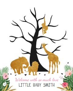 Guestbook Safari Animals Wild One Girl design preview
