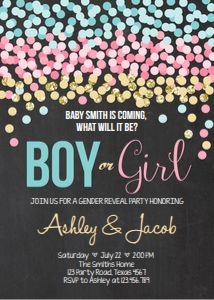 Gender Reveal Invitation Confetti Boy or Girl Chalk design preview