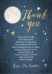 Baby Shower Thank You Card Moon and Back design preview