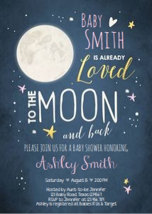 Baby Shower Invitation Moon and Back Pink design preview