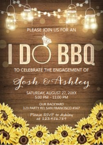 Engagement Party Invitation I Do BBQ Wood Flowers design preview