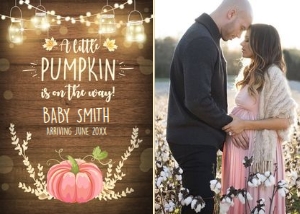 Pregnancy announcement Pumpkin Pink Photo design preview