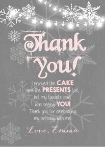 Thank You Card Winter Onederland Pink design preview