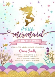 Baby Shower Invitation Mermaid design preview
