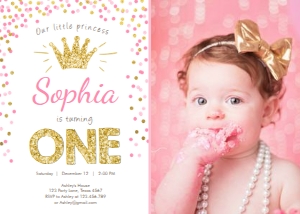 Birthday Invitation Princess White Photo design preview