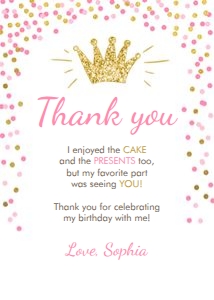 Thank You Card Princess design preview