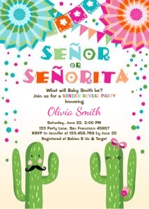Gender Reveal Invitation Fiesta Senor Senorita design preview