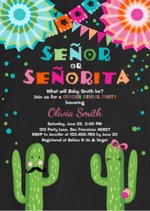 Gender Reveal Invitation Fiesta Senor Senorita Chalk design preview