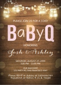 BabyQ Baby Shower Invitation Rustic Wood Pink design preview