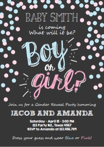 Gender Reveal Invitation Boy or Girl Chalk Confetti design preview