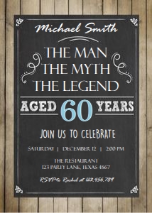 Birthday Invitation Man Myth Legend 60 design preview