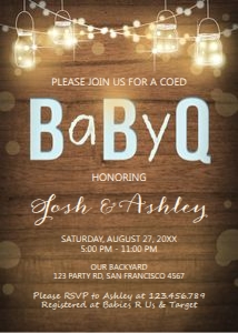 BabyQ Baby Shower Invitation Rustic Wood Blue design preview