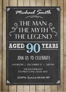 Birthday Invitation Man Myth Legend 90 design preview