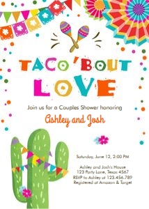 Couples Shower Invitation Fiesta White design preview