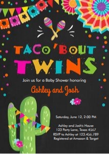 Baby Shower Invitation Fiesta Chalk Twins design preview