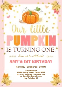 Birthday Invitation Pumpkin Girl White design preview